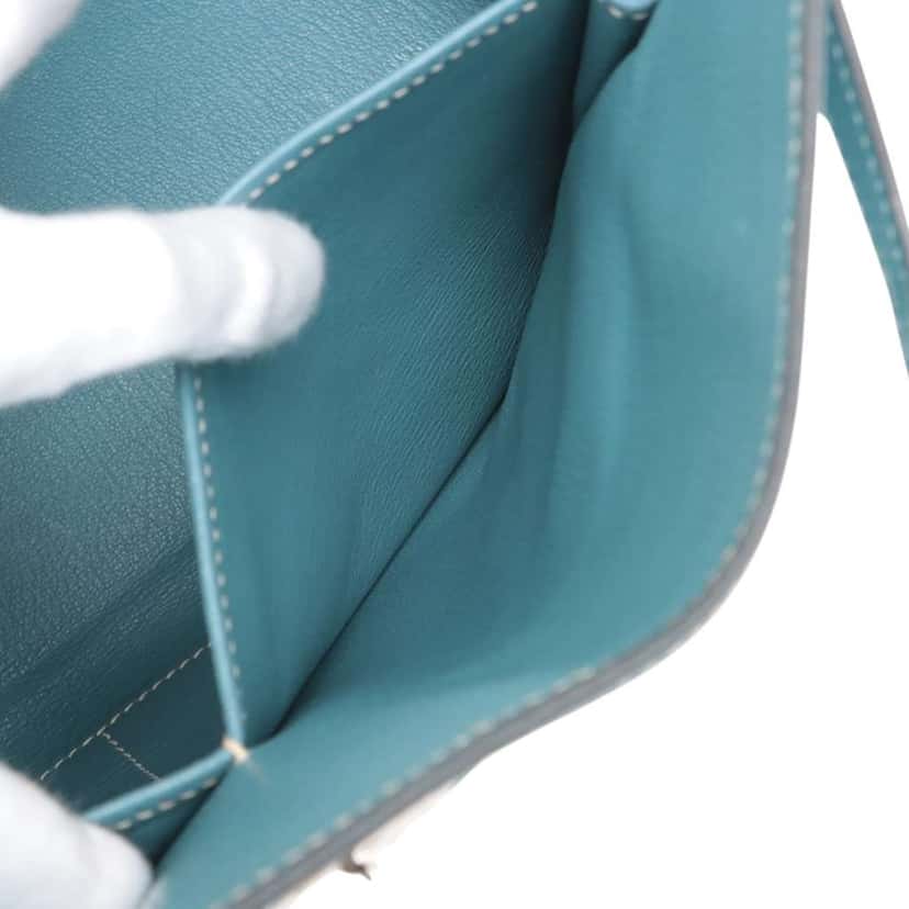 Hermès Clemence Kelly II Retourne 35 Blue Leather Good condition - Model View