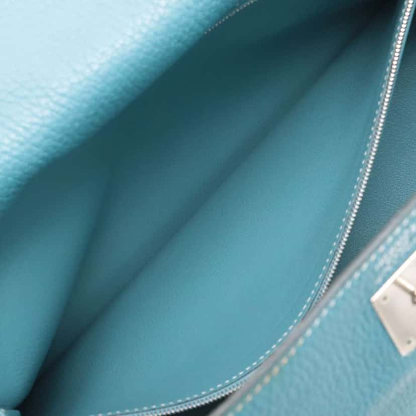 Hermès Clemence Kelly II Retourne 35 Blue Leather Good condition - Box View