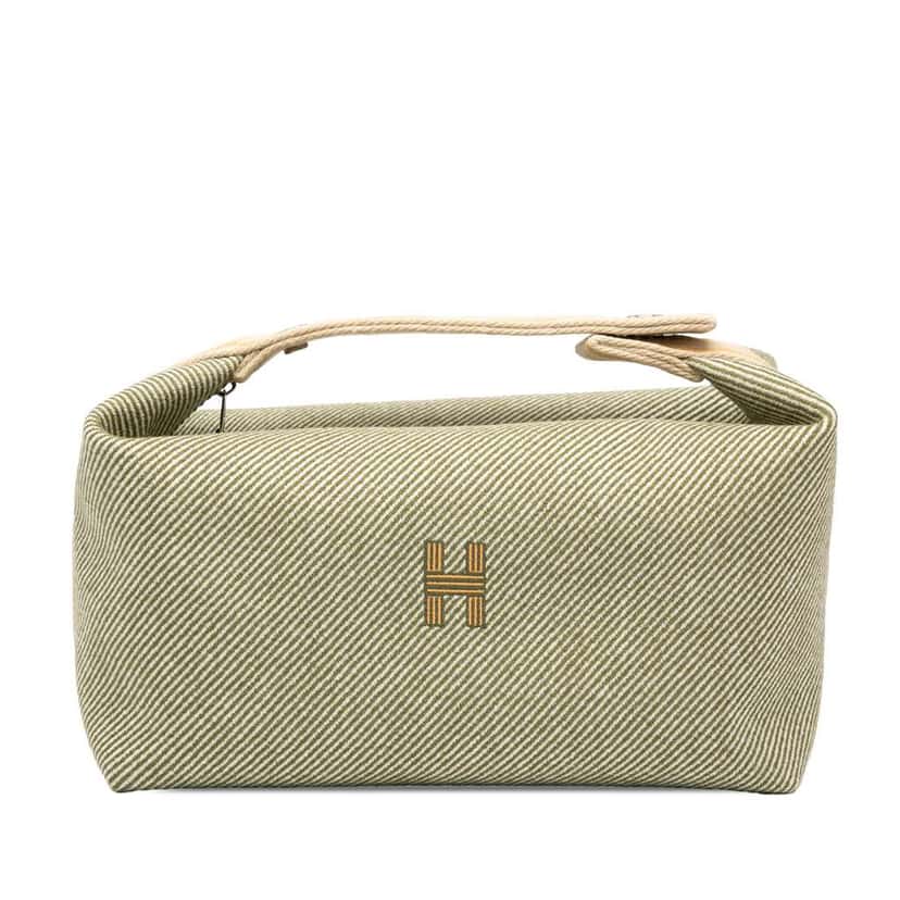 Hermès Large Wool Bride A Brac H Natte Case Green Wool Good condition - Front View