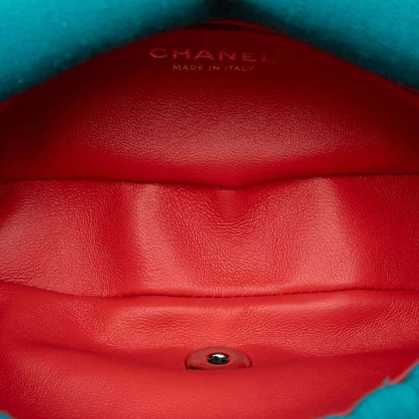 Chanel Mini Vertical Quilted Jersey Single Flap Blue Cotton Good condition - Model View