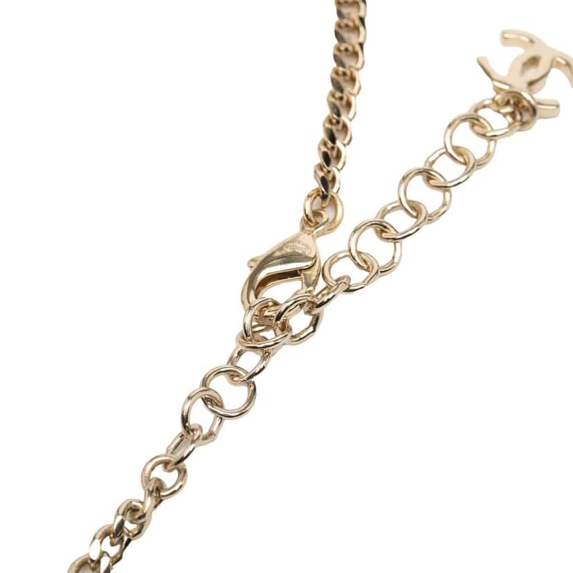 Chanel Gold Plated Rhinestones Heart Logo Choker Necklace Gold Metal Good condition - Box View