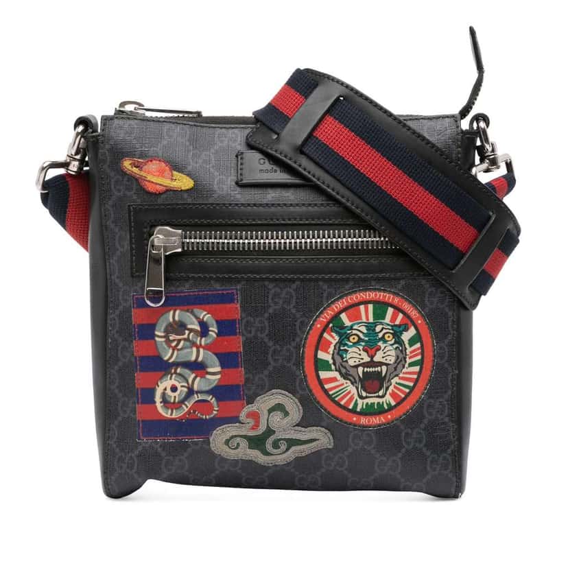Gucci GG Supreme Night Courrier Messenger Bag Black Canvas Very good condition - Front View