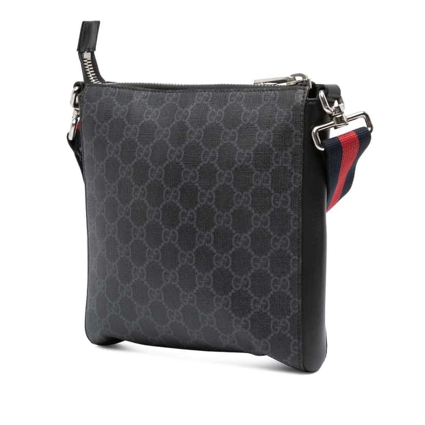 Gucci GG Supreme Night Courrier Messenger Bag Black Canvas Very good condition - Back View