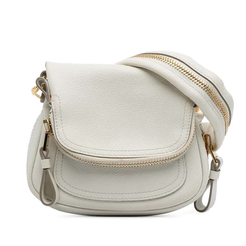 Tom Ford Mini Calfskin Jennifer Crossbody White Leather Very good condition - Front View