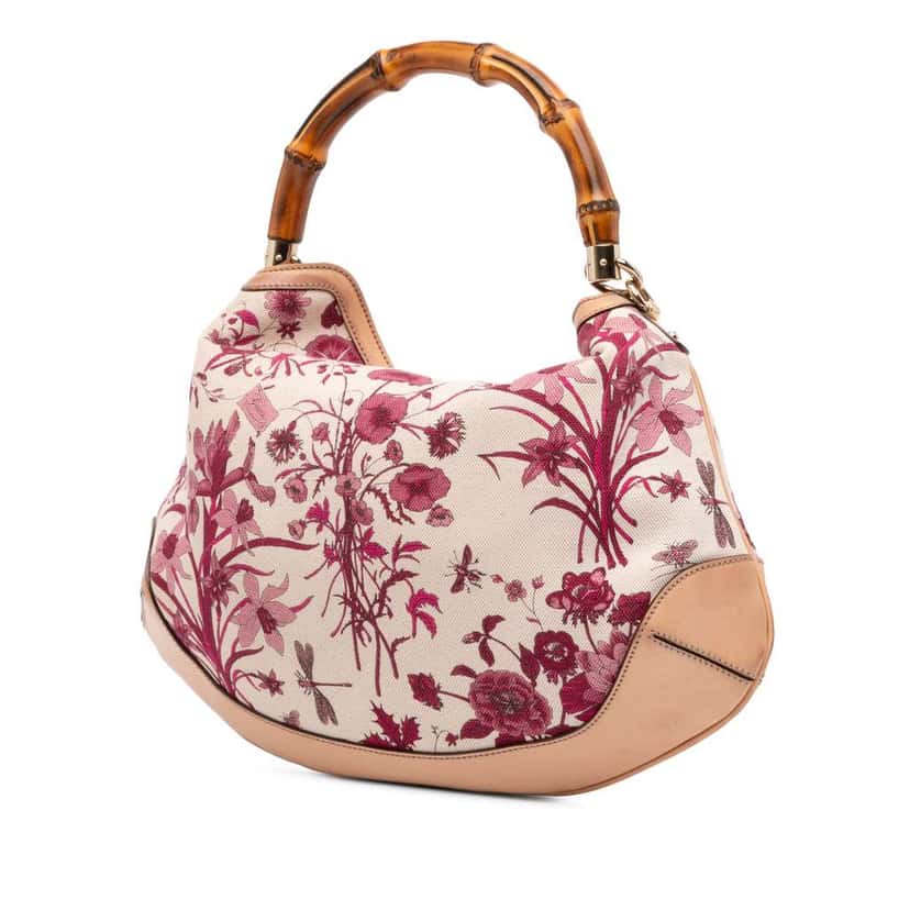Gucci GG Canvas Flora Peggy Satchel Brown Canvas Good condition - Back View