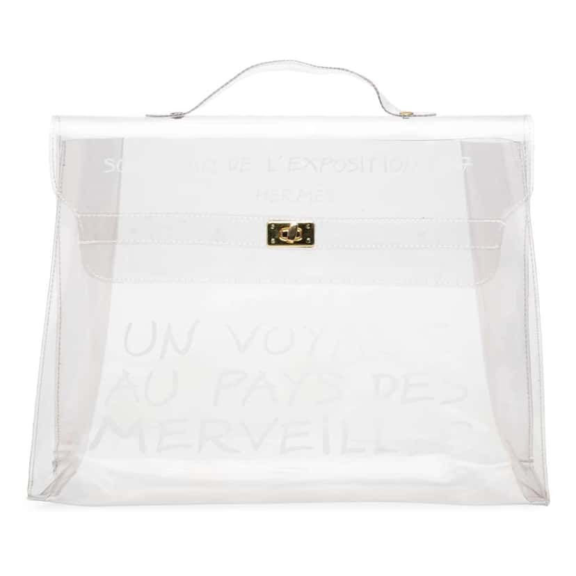 Hermès Vinyl Souvenir De L Exposition Kelly Handbag White Good condition - Front View