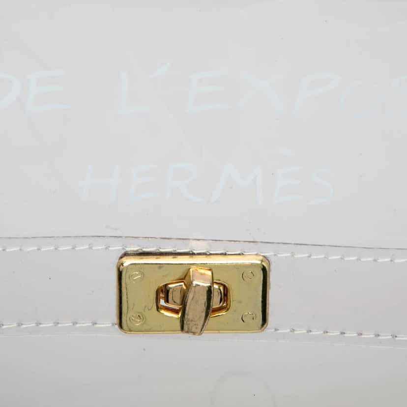 Hermès Vinyl Souvenir De L Exposition Kelly Handbag White Good condition - Box View