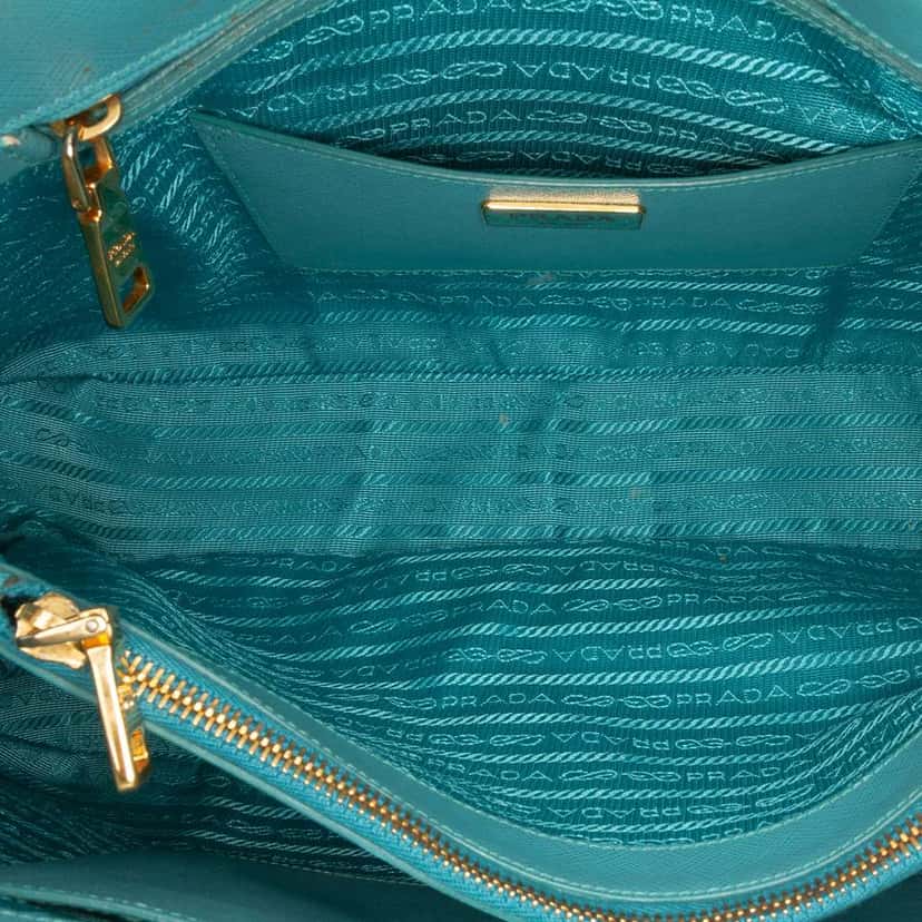 Prada Large Saffiano Lux Promenade Satchel Blue Leather Good condition - Model View