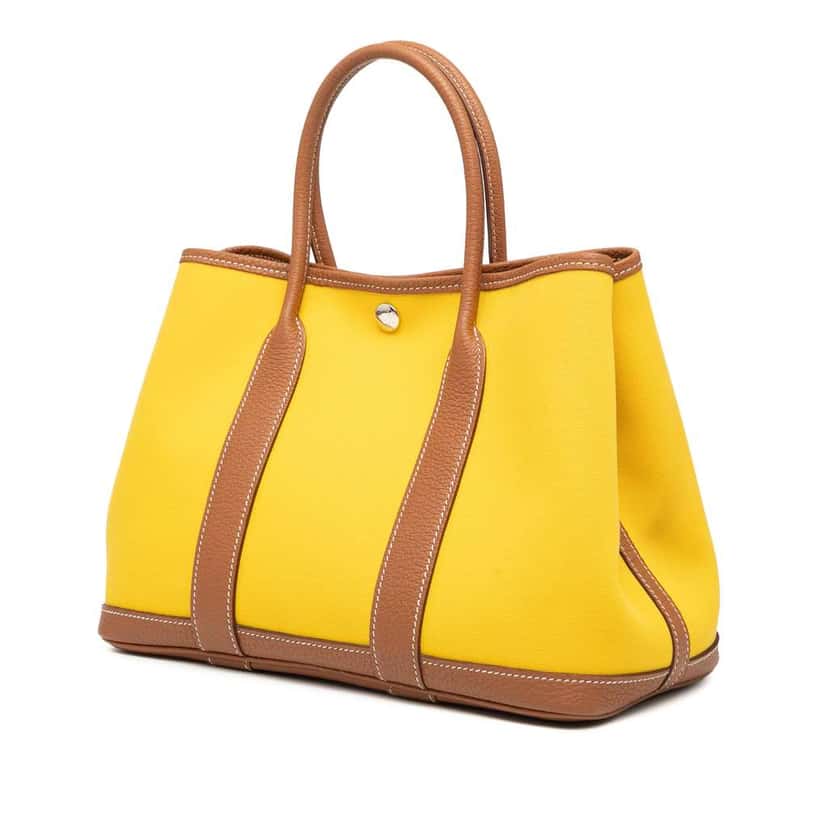 Hermès Toile and Negonda Garden Party 30 Yellow Canvas Good condition - Back View