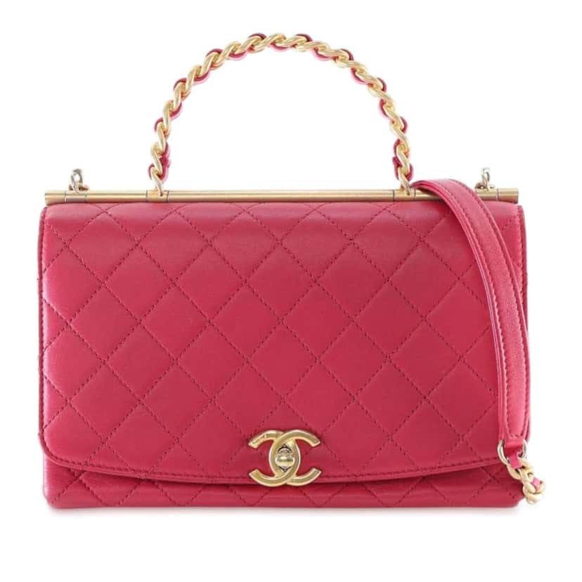 Chanel Medium Quilted Lambskin La Parisienne Flap Pink Leather Good condition - Front View
