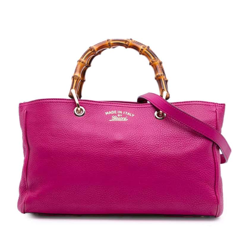 Gucci Medium Calfskin Bamboo Shopper Satchel Pink Leather Good condition - Front View