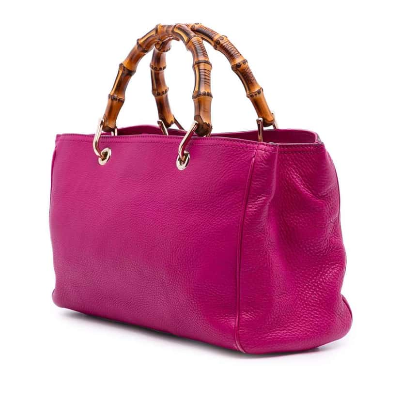 Gucci Medium Calfskin Bamboo Shopper Satchel Pink Leather Good condition - Back View