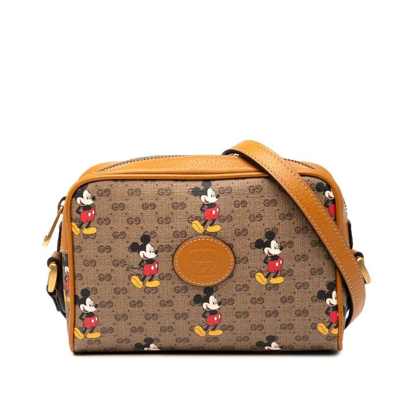 Gucci Disney Mini Micro GG Supreme Mickey Mouse Crossbody Brown Canvas Good condition - Front View