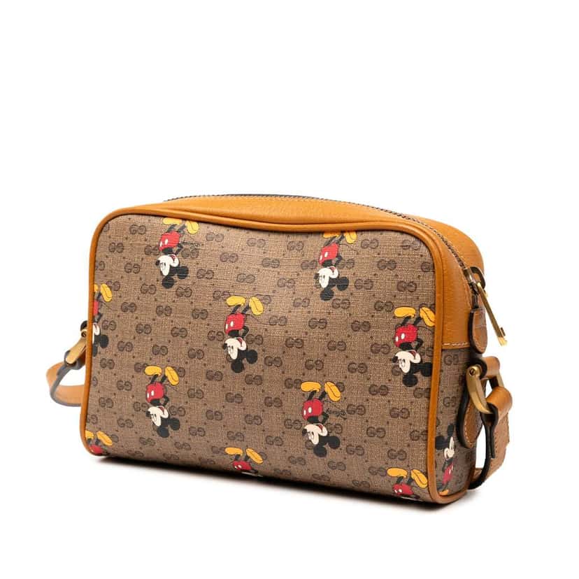 Gucci Disney Mini Micro GG Supreme Mickey Mouse Crossbody Brown Canvas Good condition - Back View