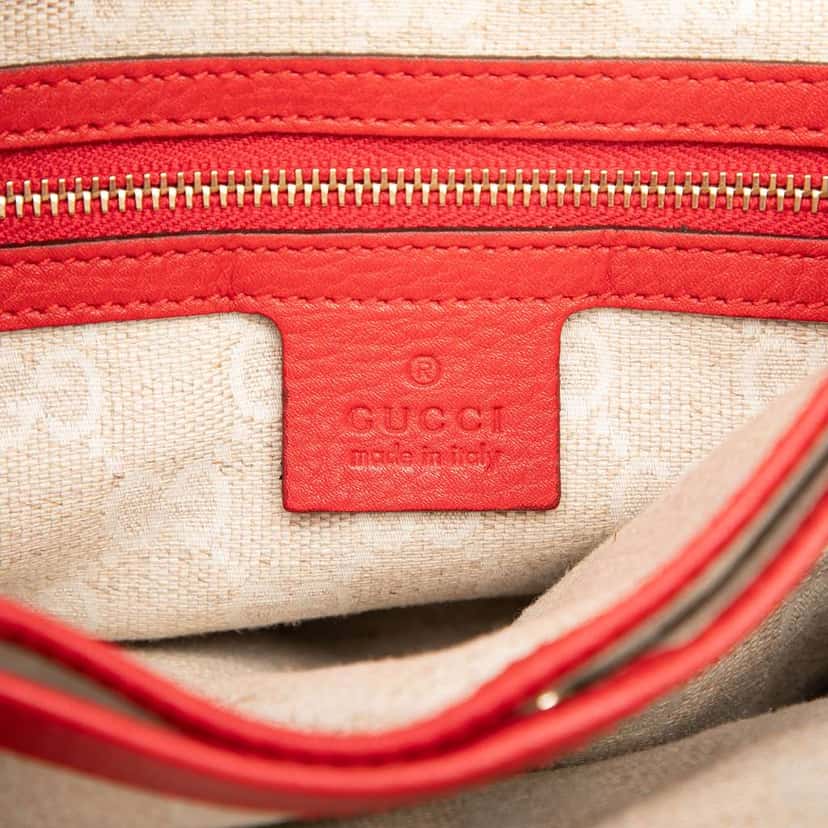 Gucci Small Pebbled Calfskin Diana Bamboo Top Handle Tote Red Leather Good condition - Box View