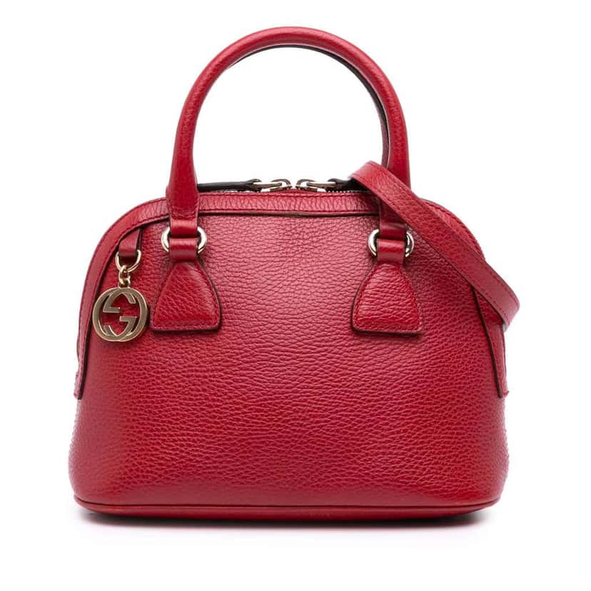 Gucci Mini Leather GG Charm Dome Satchel Red Leather Good condition - Front View