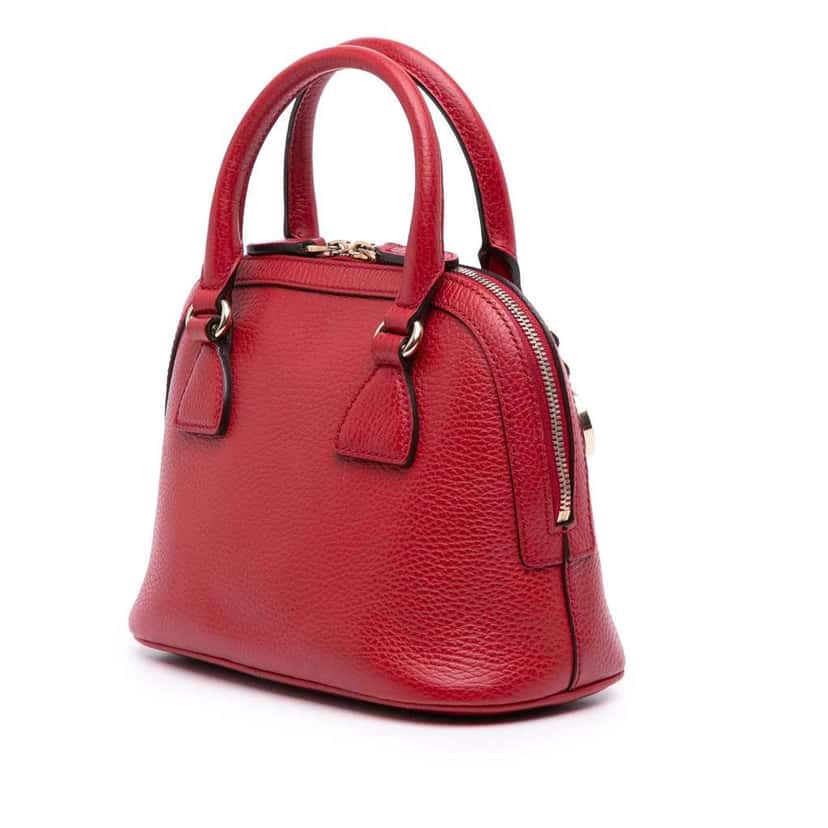 Gucci Mini Leather GG Charm Dome Satchel Red Leather Good condition - Back View