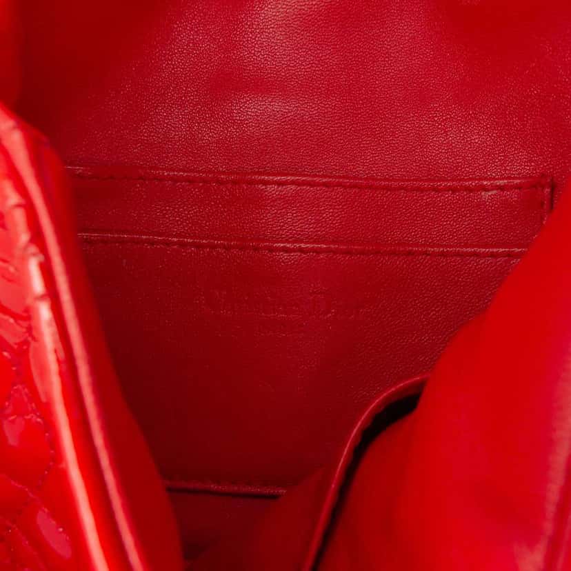 Dior Patent Cannage Chain Flap Red Leather Good condition - Box View