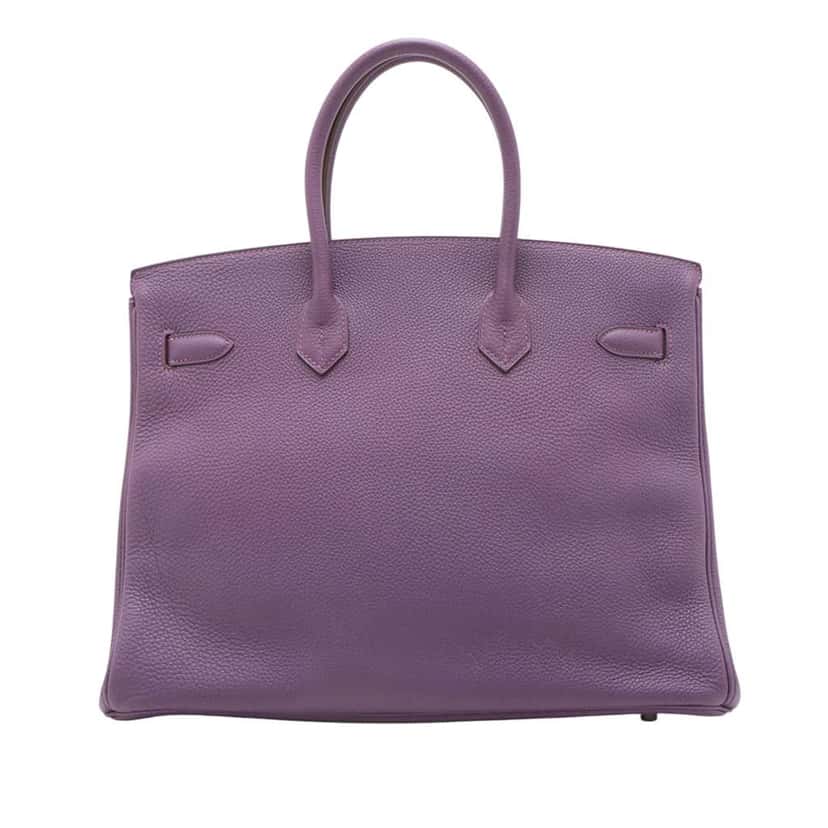 Hermès Togo Birkin Retourne 35 Purple Leather Good condition - Back View