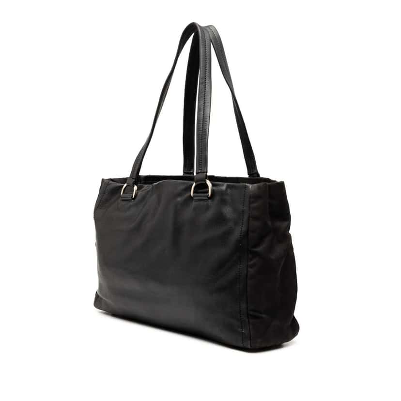 Prada Tessuto Trimmed Nappa Tote Black Leather Good condition - Back View