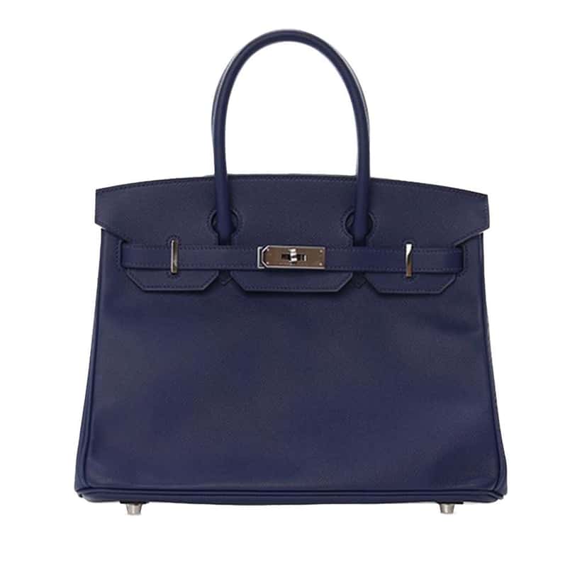 Hermès Epsom Birkin Retourne 30 Blue Leather Good condition - Front View