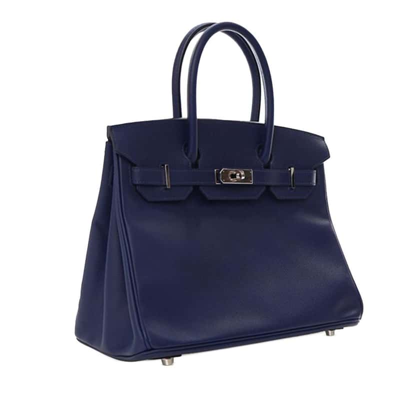Hermès Epsom Birkin Retourne 30 Blue Leather Good condition - Back View