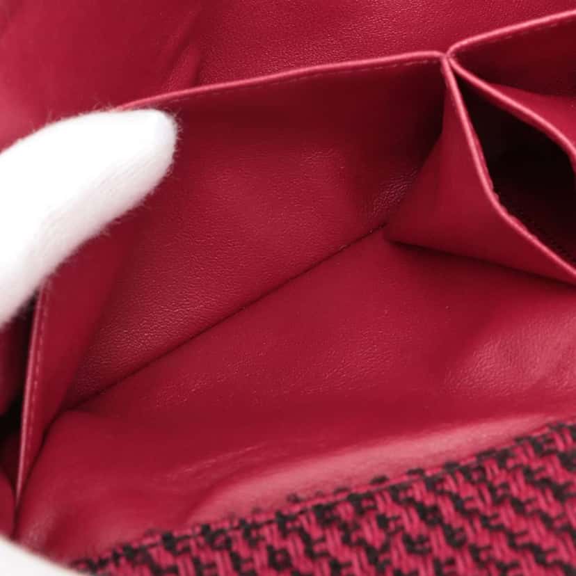 Chanel Medium Classic Tweed Double Flap Red Tweed Good condition - Box View