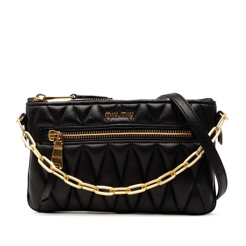 Miu Miu Matelasse Leather Satchel Black Leather Good condition - Front View