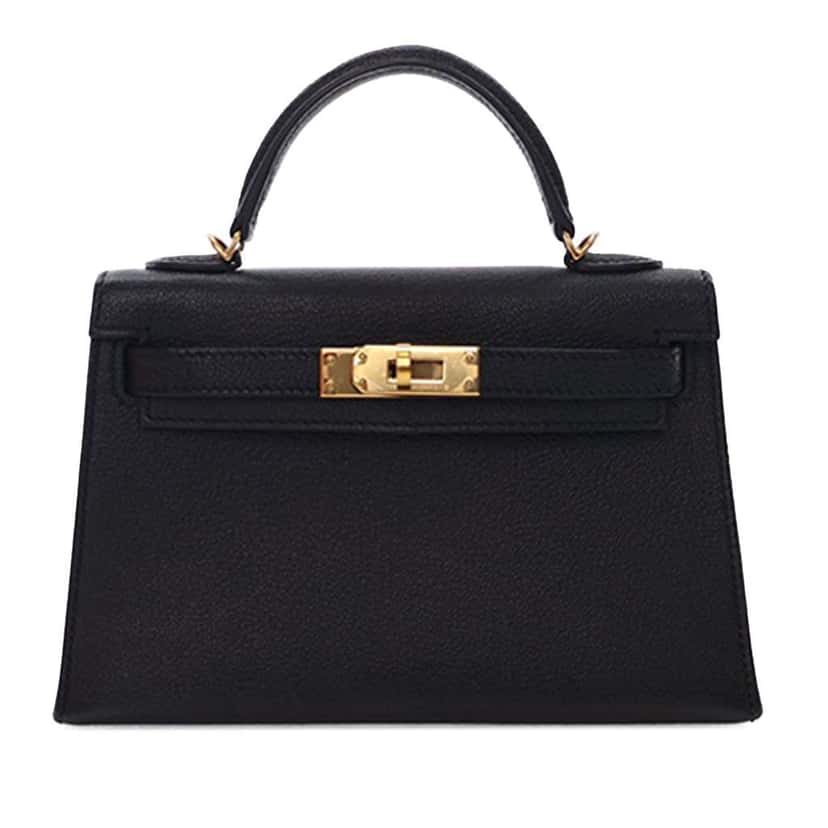 Hermès Mini Chevre Kelly II Sellier 20 Black Leather Good condition - Front View