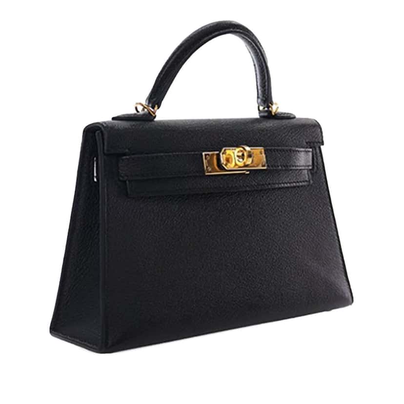Hermès Mini Chevre Kelly II Sellier 20 Black Leather Good condition - Back View