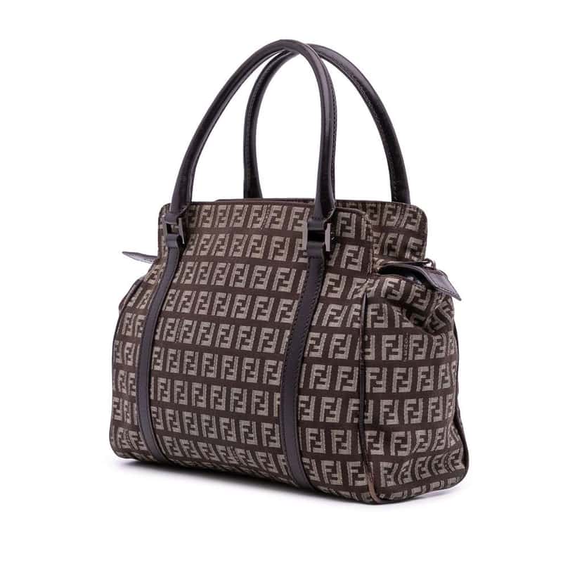 Fendi Zucchino Canvas Handbag Brown Canvas Good condition - Back View