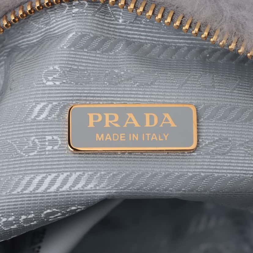 Prada Mini Shearling Triangle Satchel Grey Very good condition - Model View