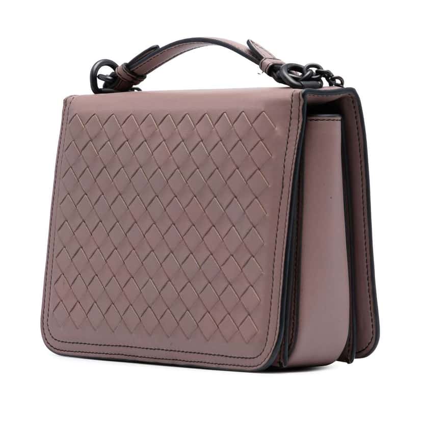 Bottega Veneta Small Nappa Intrecciato Runway Shoulder Bag Purple Leather Good condition - Back View