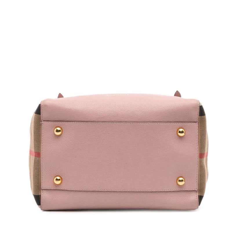Burberry Small Leather and House Check Canvas Canterbury Tote Pink Leather Good condition - Inside View