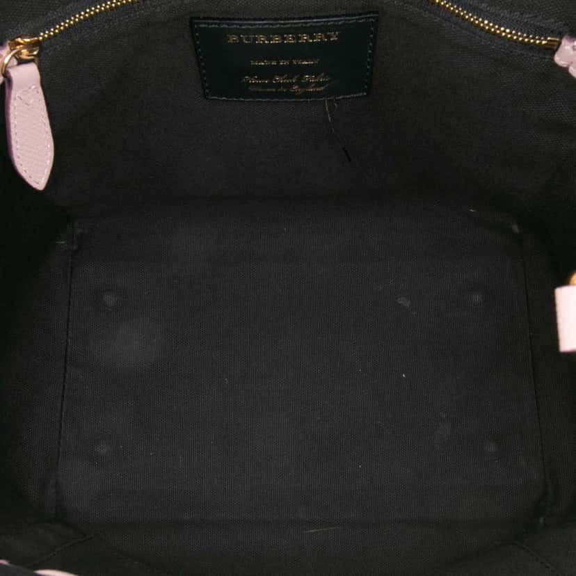 Burberry Small Leather and House Check Canvas Canterbury Tote Pink Leather Good condition - Model View
