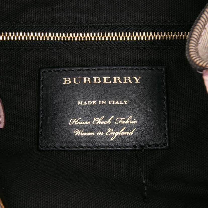 Burberry Small Leather and House Check Canvas Canterbury Tote Pink Leather Good condition - Box View