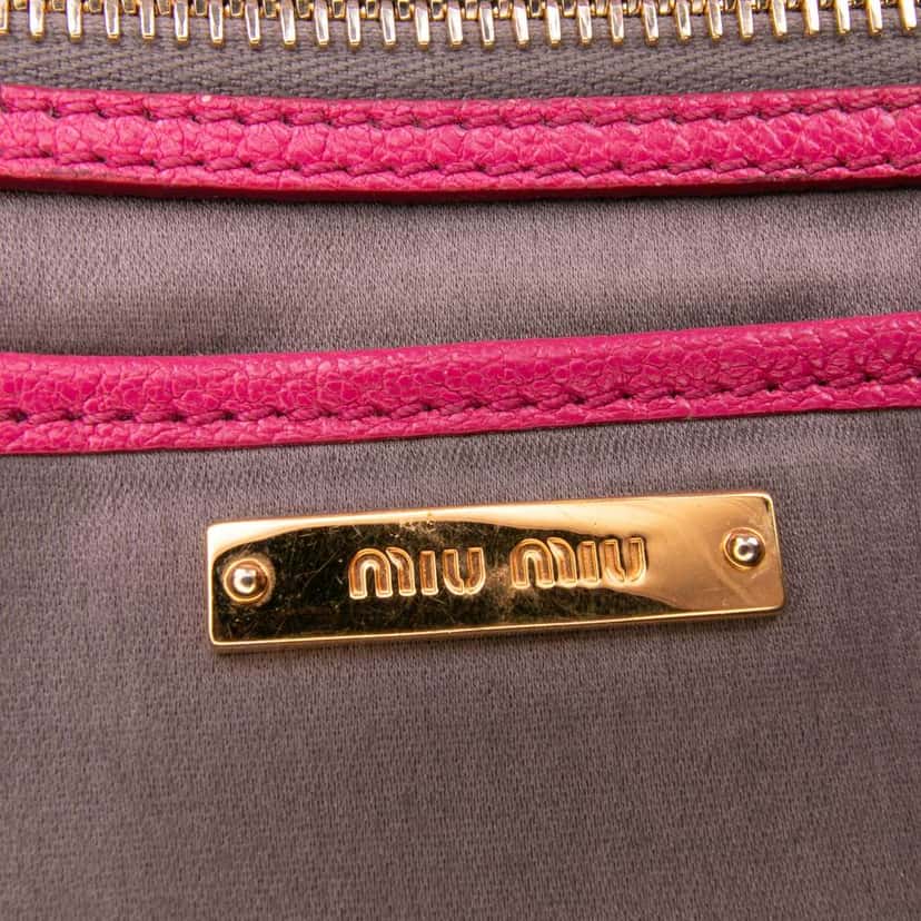 Miu Miu Goatskin Madras Leather Satchel Pink Leather Good condition - Box View