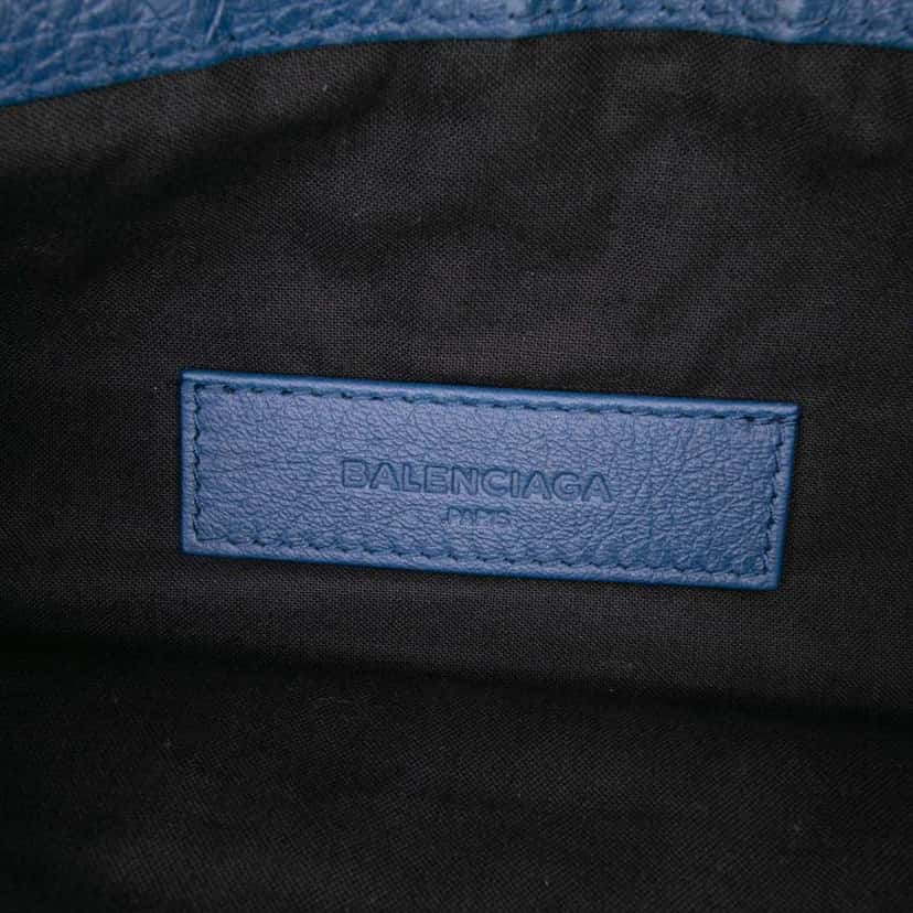 Balenciaga Lambskin Motocross Classic Clip M Clutch Blue Leather Good condition - Box View