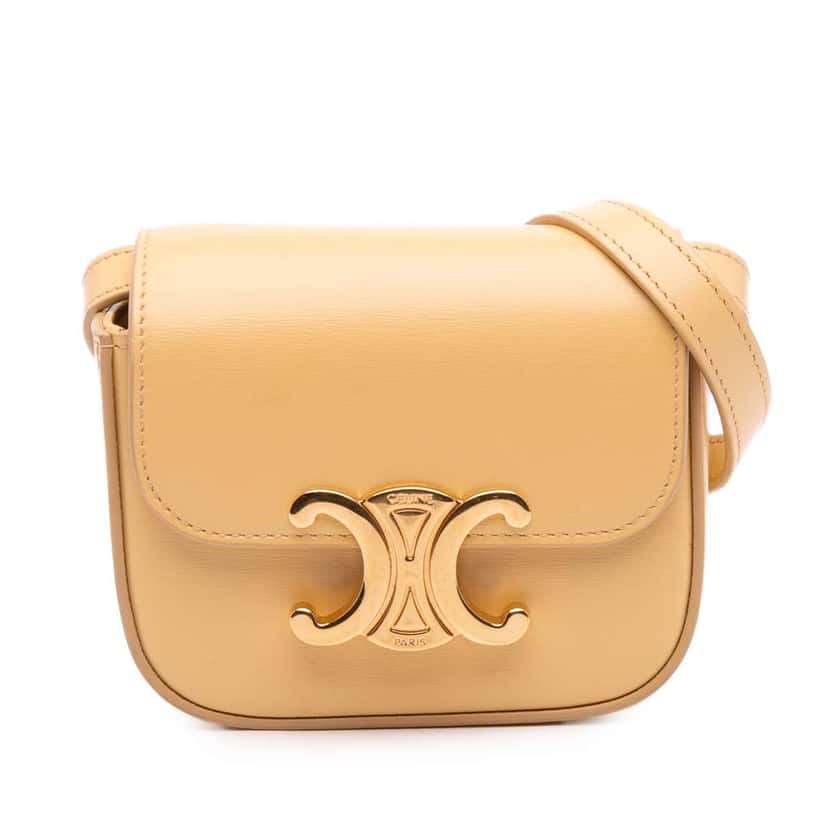 Celine Mini Shiny Calfskin Triomphe Crossbody Yellow Leather Good condition - Front View