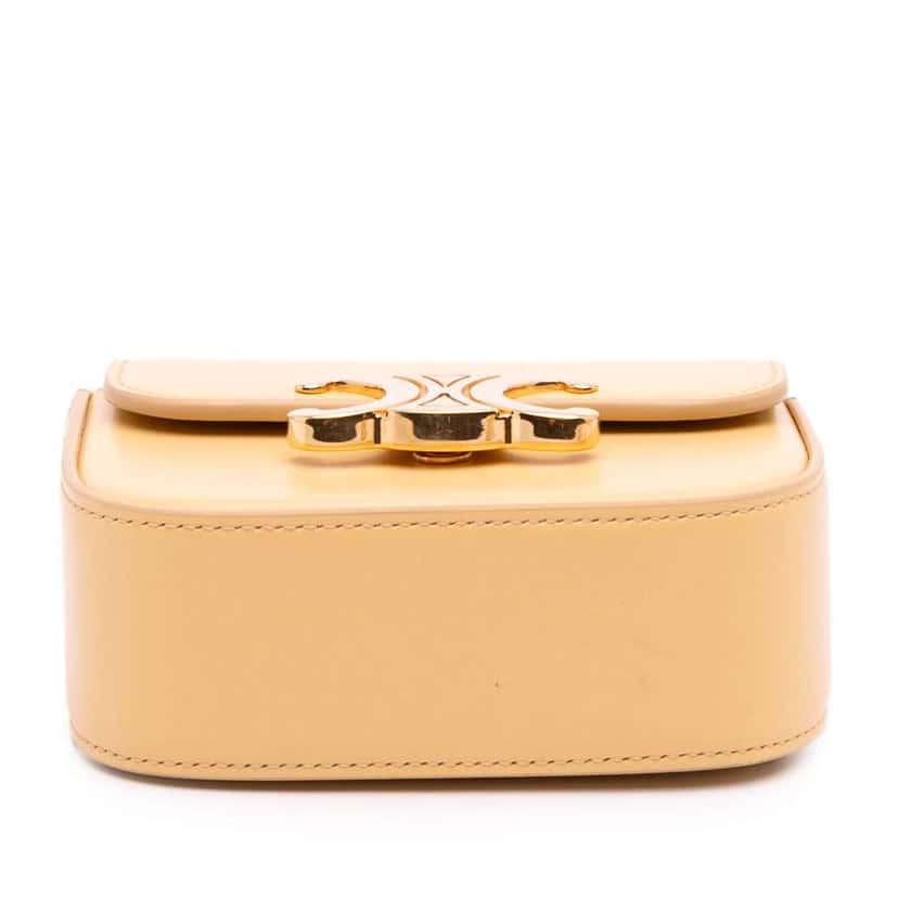 Celine Mini Shiny Calfskin Triomphe Crossbody Yellow Leather Good condition - Inside View