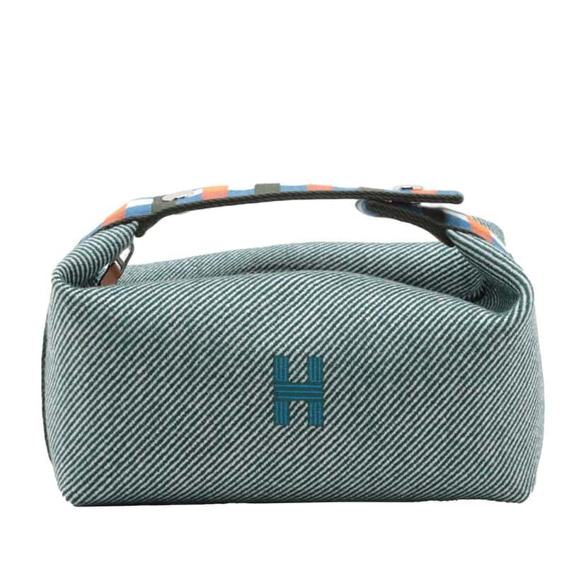 Hermès Small Wool Bride A Brac H Natte Case Green Wool Good condition - Front View