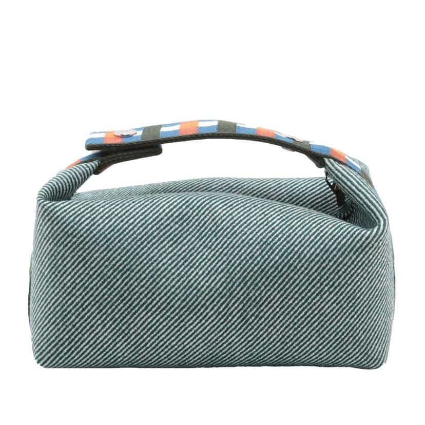 Hermès Small Wool Bride A Brac H Natte Case Green Wool Good condition - Back View