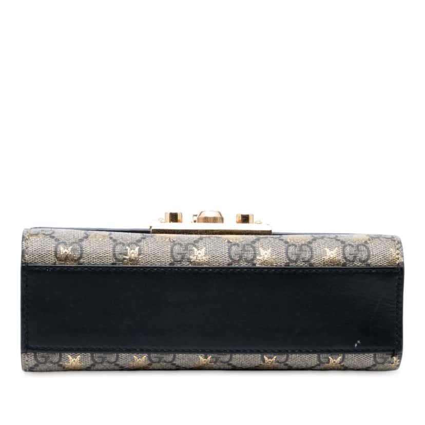 Gucci Small GG Supreme Bee Padlock Crossbody Brown Canvas Good condition - Inside View