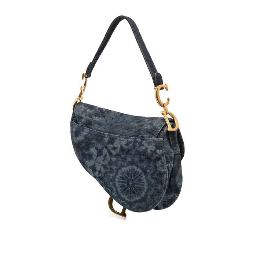 Dior Denim Tie Dye Saddle Bag Blue Denim Good condition - Back View