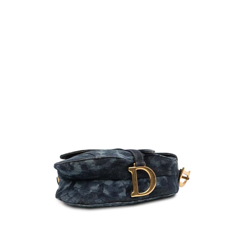 Dior Denim Tie Dye Saddle Bag Blue Denim Good condition - Inside View