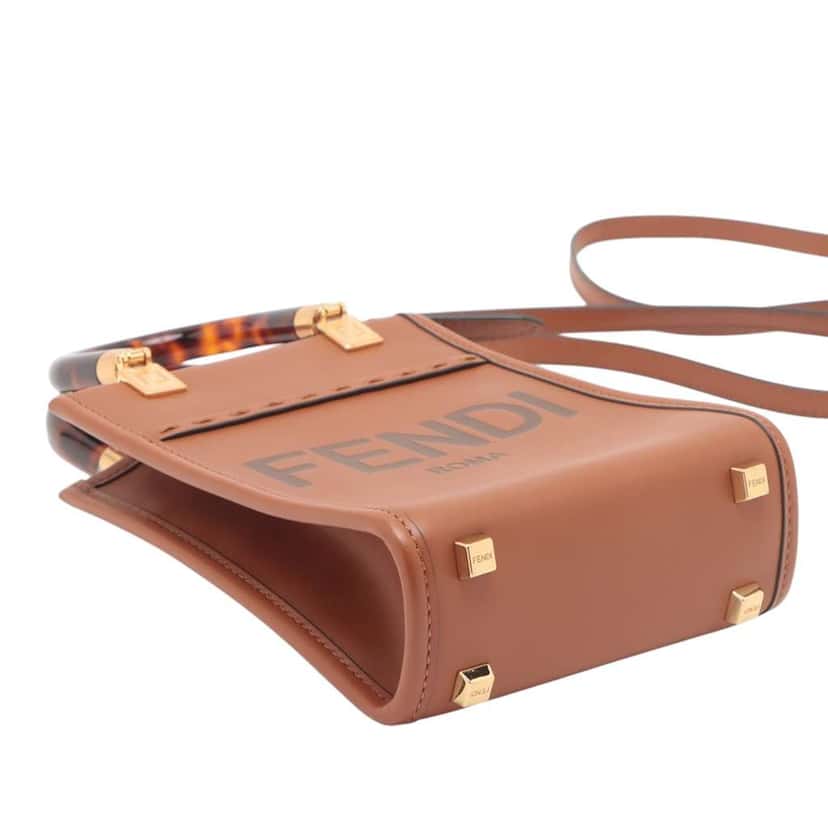 Fendi Mini Leather Sunshine Shopper Tote Brown Leather Good condition - Inside View