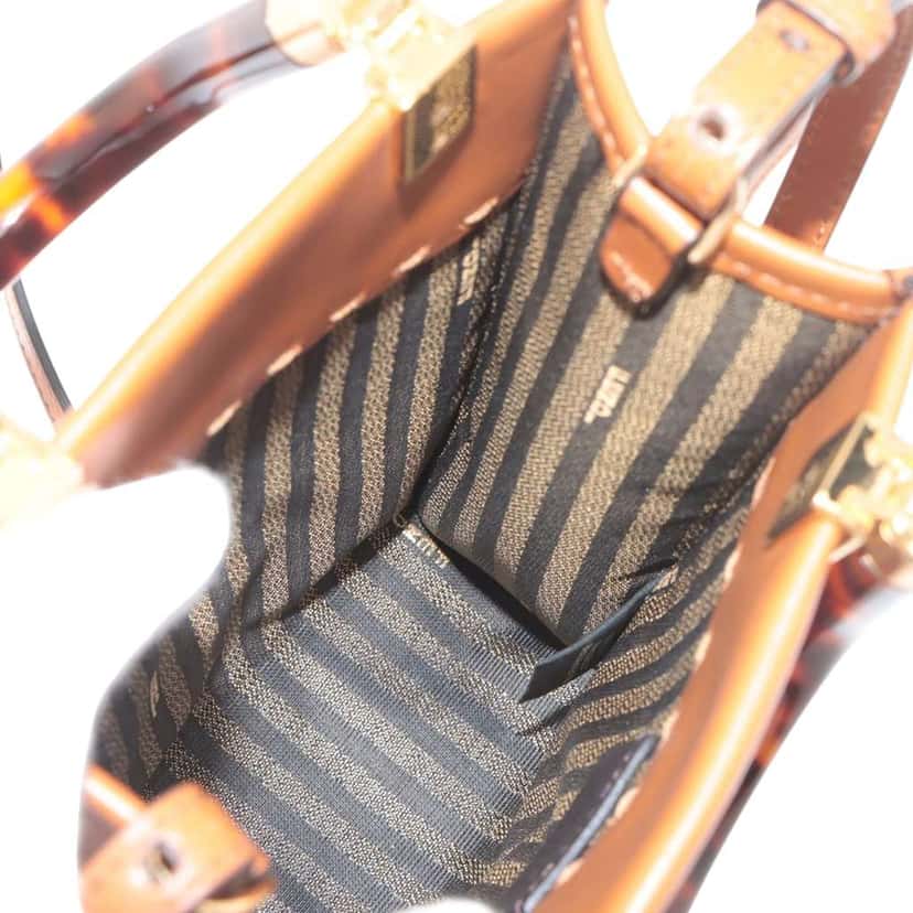 Fendi Mini Leather Sunshine Shopper Tote Brown Leather Good condition - Box View
