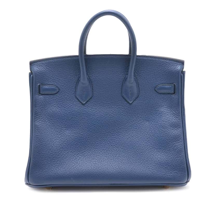 Hermès Clemence Birkin Verso Retourne 25 Blue Leather Good condition - Back View