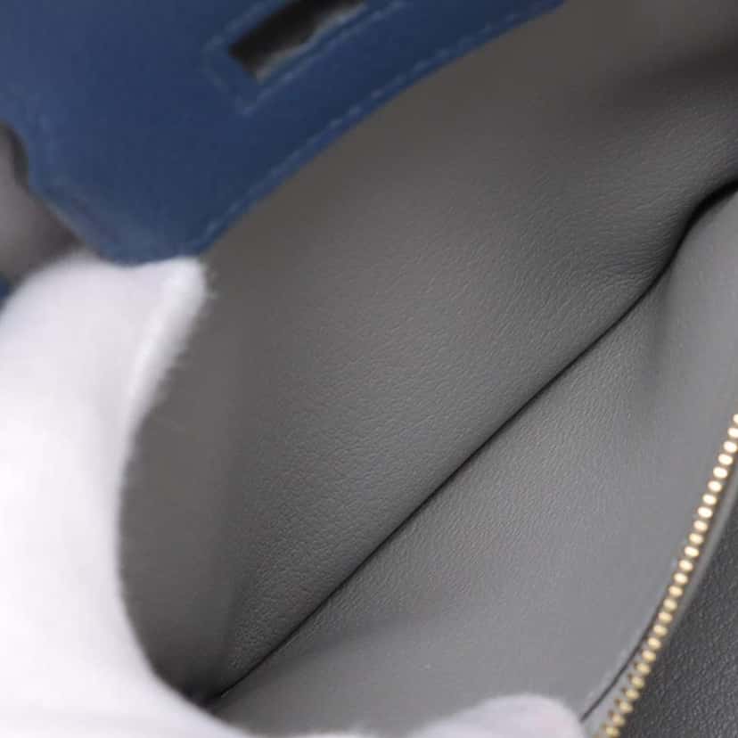 Hermès Clemence Birkin Verso Retourne 25 Blue Leather Good condition - Model View