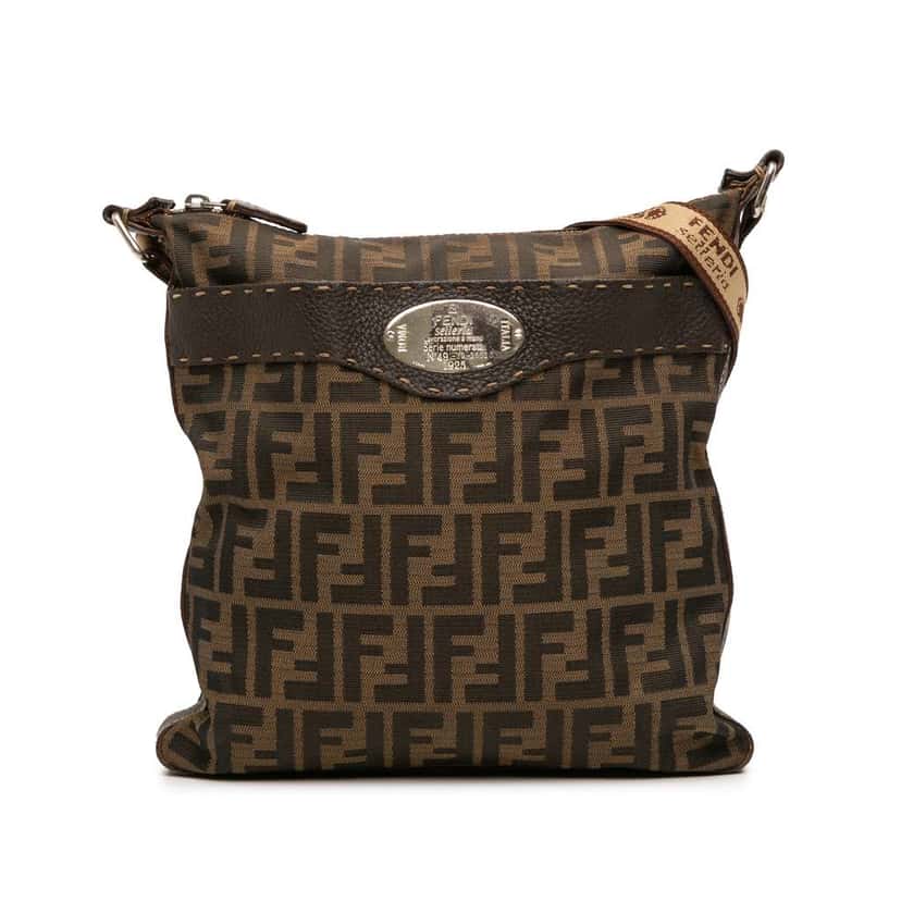 Fendi Zucca Canvas Selleria Crossbody Brown Canvas Good condition - Front View